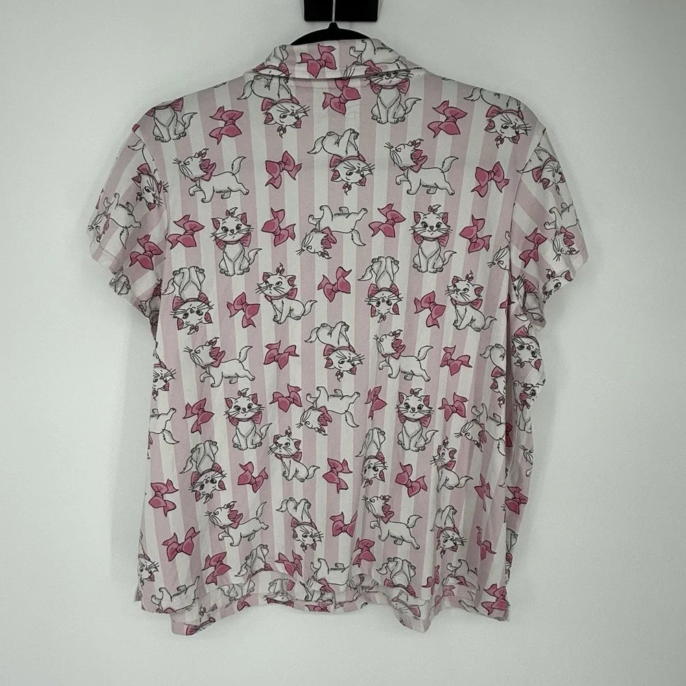 Disney Aristocats Pajama Top Woman Medium Pink Cats Marie Girly Nostalgia Soft - Picture 6 of 6